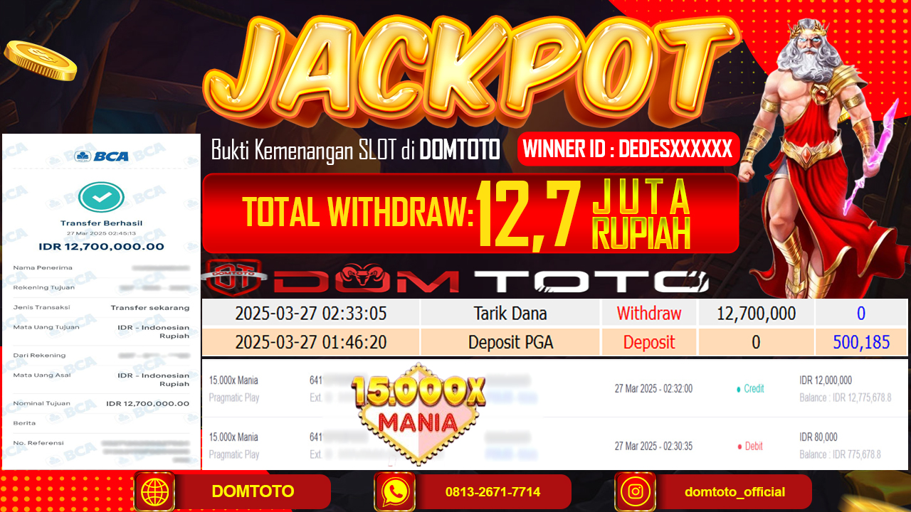 JACKPOT SLOT 15.000x MANIA  27 MARET 2025